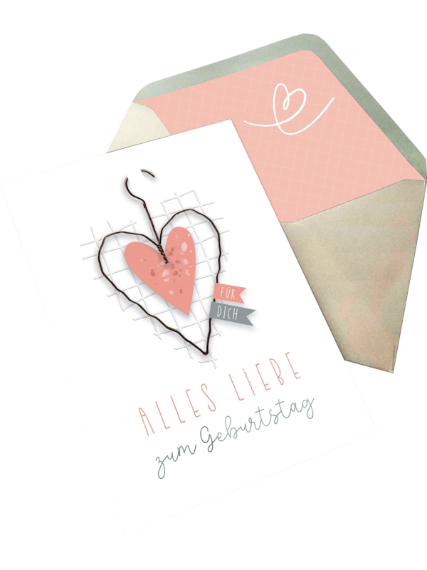 cactus grusskarte geburtstag draht herz