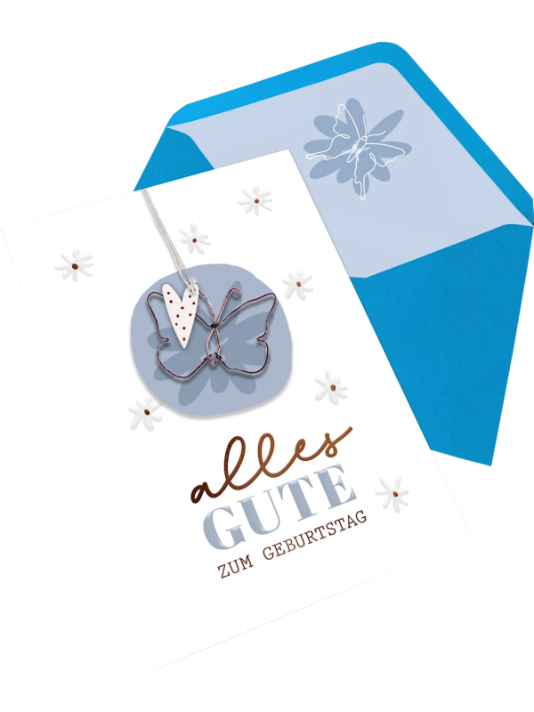 cactus grusskarte geburtstag draht schmetterling